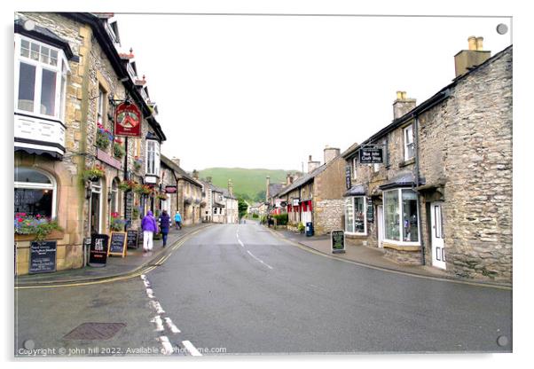 Cross street at Castleton Derbyshire. Acrylic by john hill