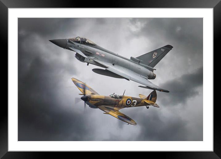 Spitfire and Typhoon Framed Mounted Print by J Biggadike