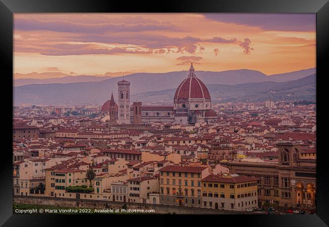 Sunset over Florence Framed Print by Maria Vonotna
