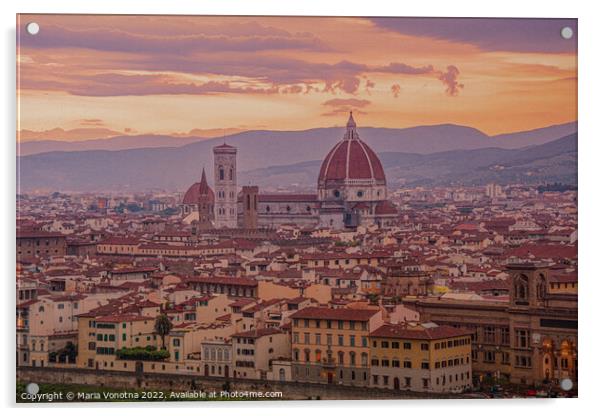 Sunset over Florence Acrylic by Maria Vonotna