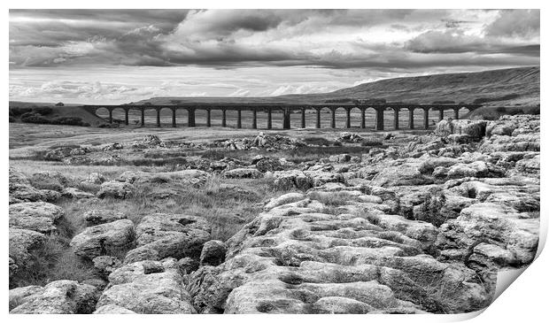The Ribblehead Viaduct in monochrome Print by Mark Godden