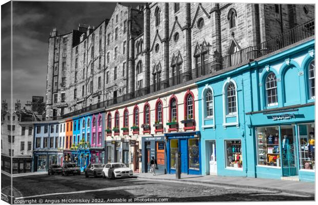 Victoria Street shops Edinburgh selective colour Canvas Print by Angus McComiskey