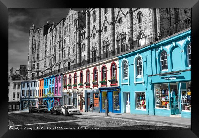 Victoria Street shops Edinburgh selective colour Framed Print by Angus McComiskey