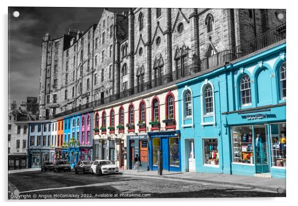 Victoria Street shops Edinburgh selective colour Acrylic by Angus McComiskey