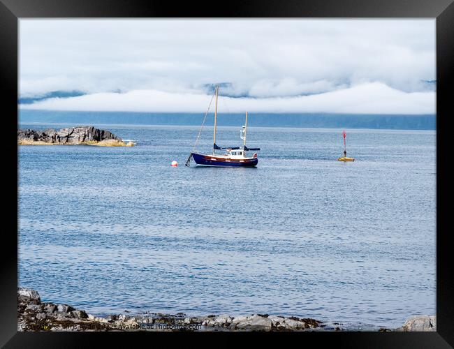 Yacht moored under weather inversion Framed Print by chris hyde