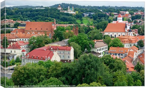Vilnius - View from the Castle Hill to the South Canvas Print by Gisela Scheffbuch