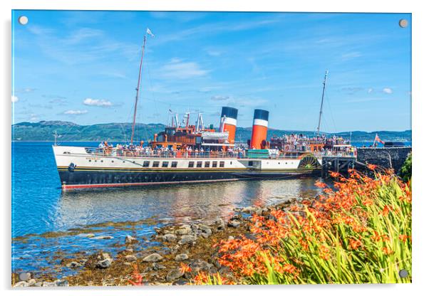 PS Waverley Departing Tarbert Acrylic by Valerie Paterson