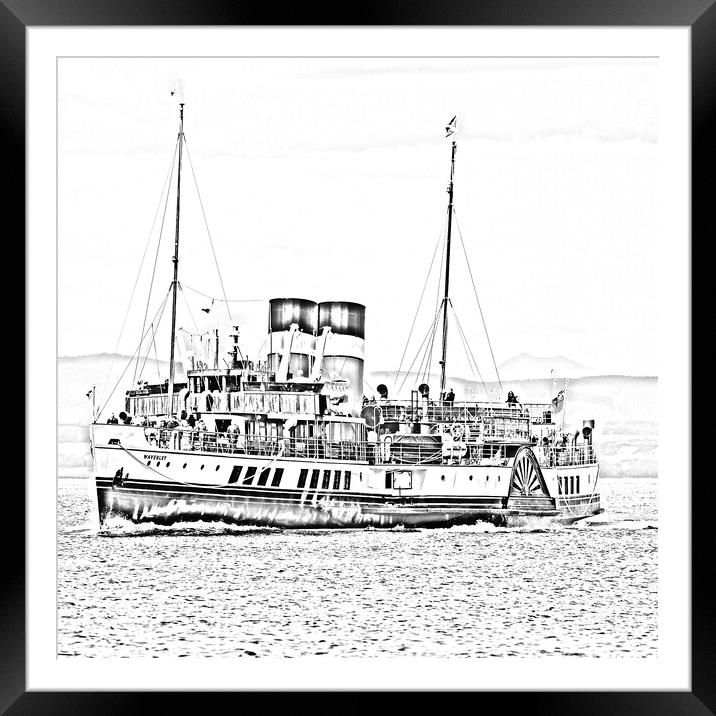 PS Waverley pencil drawing Framed Mounted Print by Allan Durward Photography
