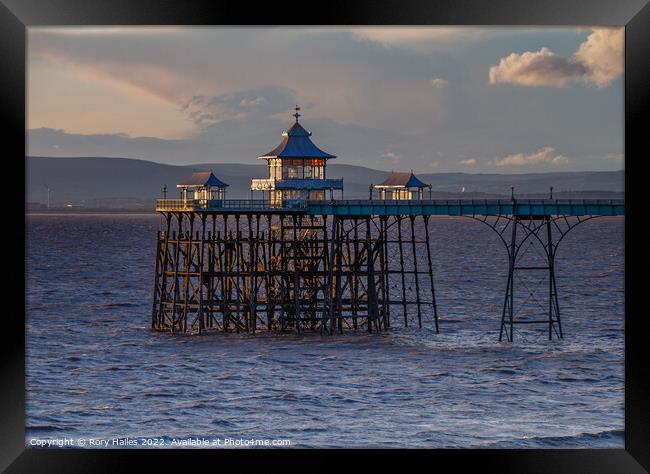 Clevedon Pier at low tide Framed Print by Rory Hailes