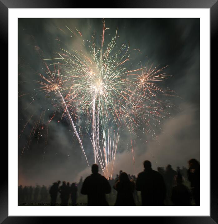 Dark fireworks Framed Mounted Print by Sally Wallis