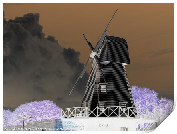 Rye Windmill Inverted Print by Mark Ward