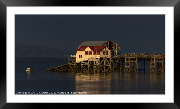 Mumbles pier sunlit Framed Mounted Print by DAVID KNIGHT