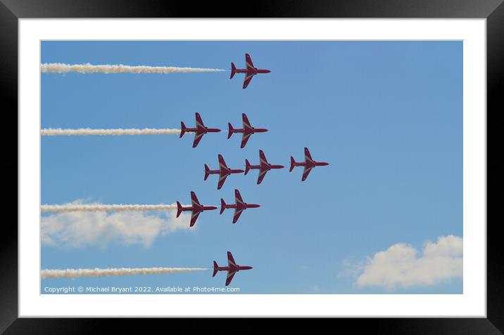 red arrows fly pass Framed Mounted Print by Michael bryant Tiptopimage