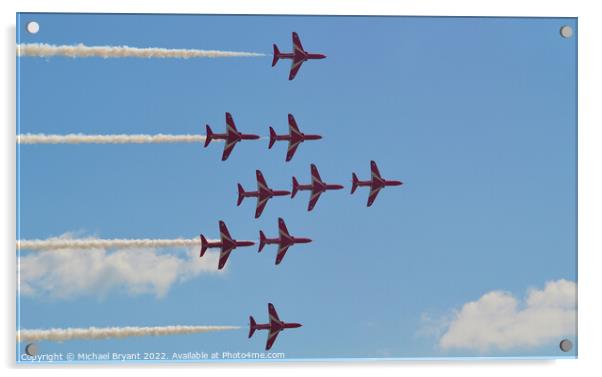 red arrows fly pass Acrylic by Michael bryant Tiptopimage