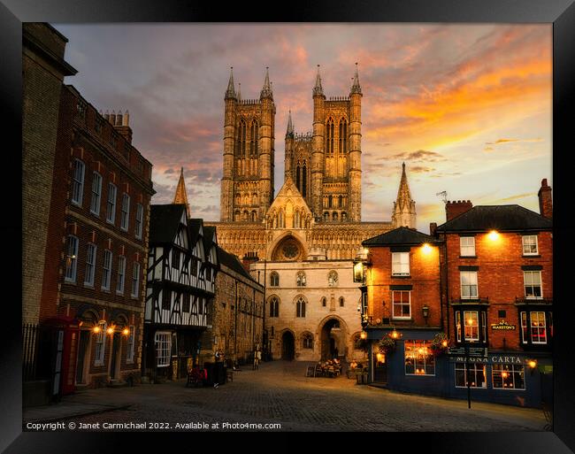 Majestic Lincoln Cathedral at Sunset Framed Print by Janet Carmichael