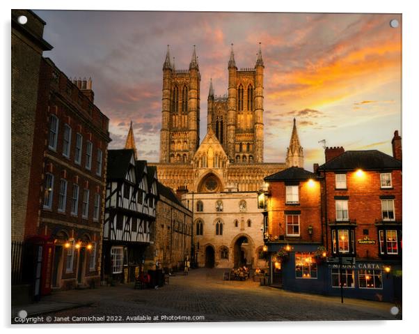 Majestic Lincoln Cathedral at Sunset Acrylic by Janet Carmichael