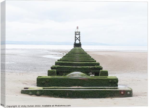 Crosby beach structure Canvas Print by Vicky Outen