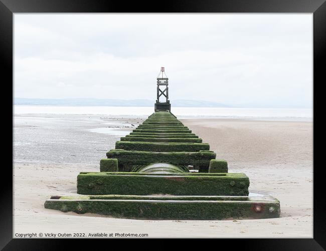 Crosby beach structure Framed Print by Vicky Outen