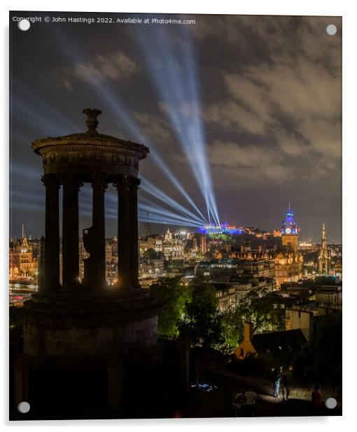 Edinburgh's Glowing Castle Acrylic by John Hastings
