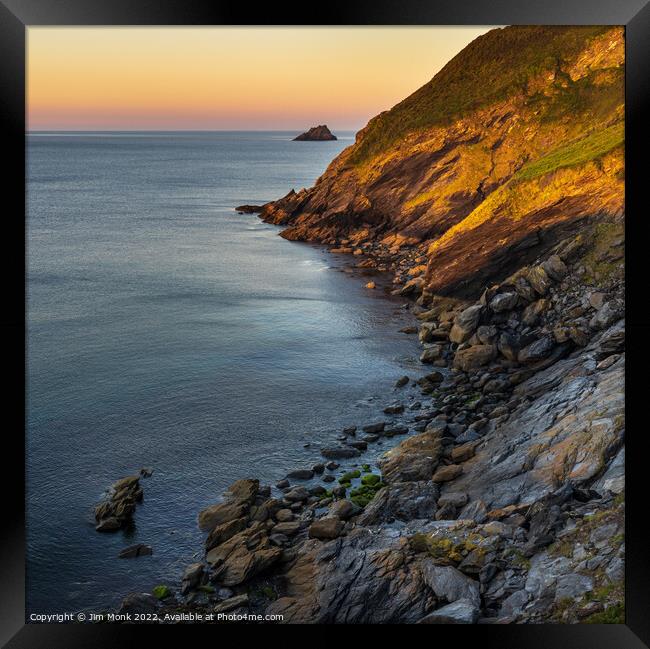 Gull Rock Glow Framed Print by Jim Monk