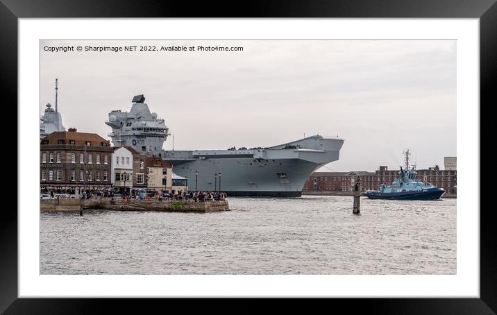 HMS Prince of Wales Entering Portsmouth Harbour Framed Mounted Print by Sharpimage NET