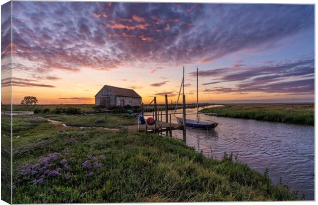 Sunset over the old coal barn Canvas Print by Gary Pearson