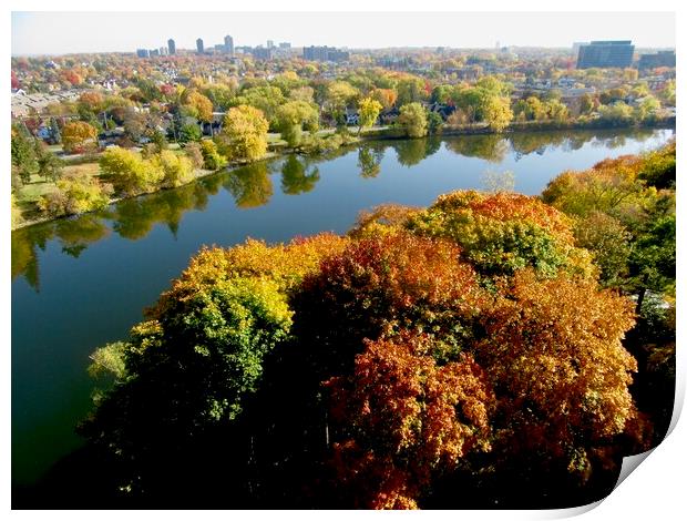 Fall colours along the Rideau River Print by Stephanie Moore