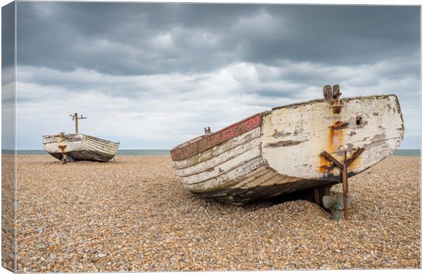 Pair of boats on Aldeburgh Beach Canvas Print by Jason Wells