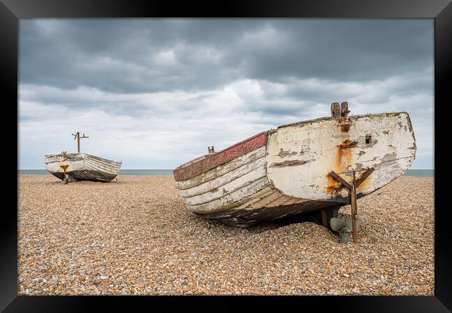 Pair of boats on Aldeburgh Beach Framed Print by Jason Wells