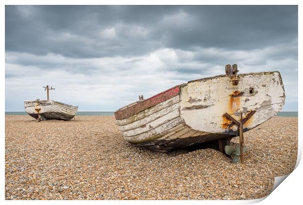 Pair of boats on Aldeburgh Beach Print by Jason Wells