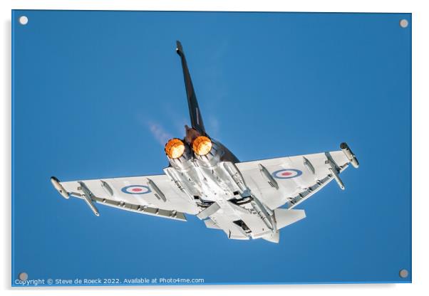 Eurofighter Typhoon FGR4 Thunders Low Overhead. Acrylic by Steve de Roeck