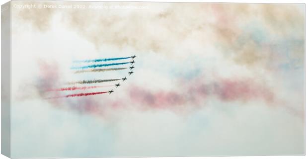 Thrilling Aerobatic Display by Red Arrows Canvas Print by Derek Daniel