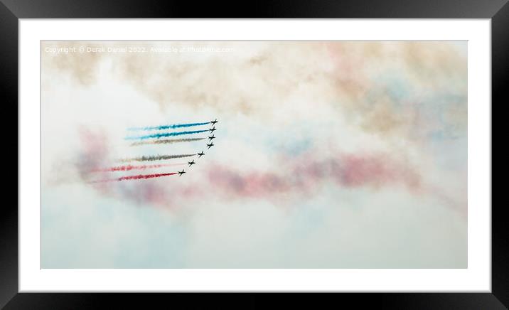 Thrilling Aerobatic Display by Red Arrows Framed Mounted Print by Derek Daniel
