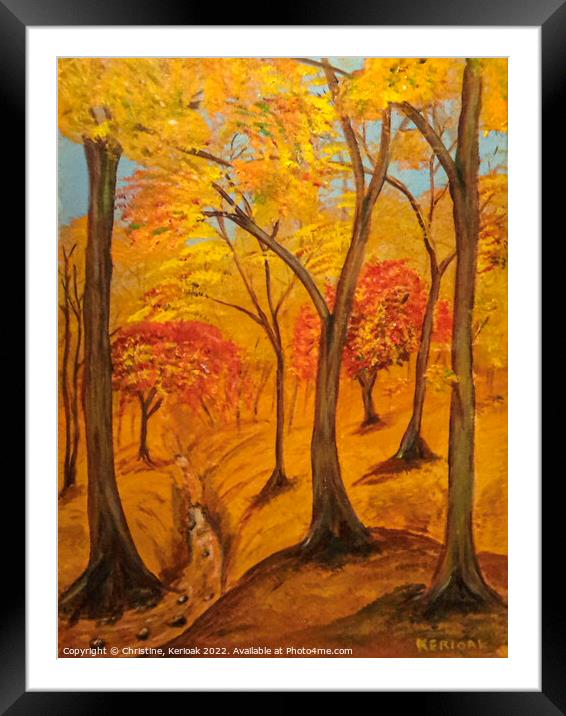 Autumn Scene, Original Painting Framed Mounted Print by Christine Kerioak