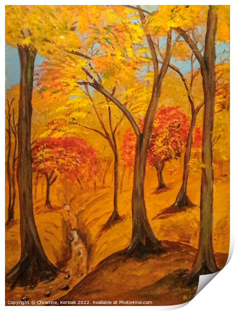 Autumn Scene, Original Painting Print by Christine Kerioak