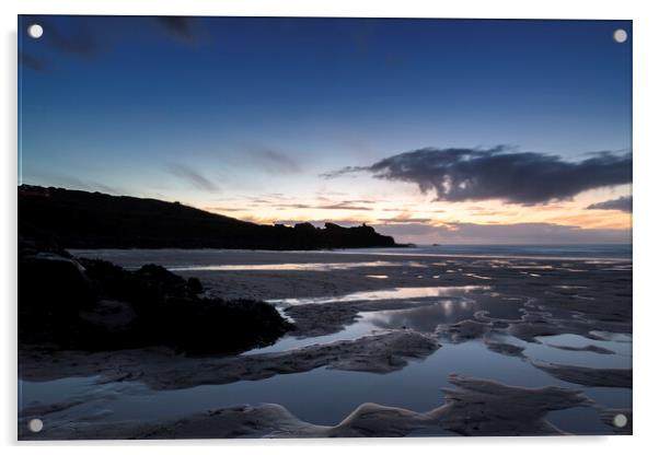 Porthmeor Beach At Sunset Acrylic by Jonathan Thirkell