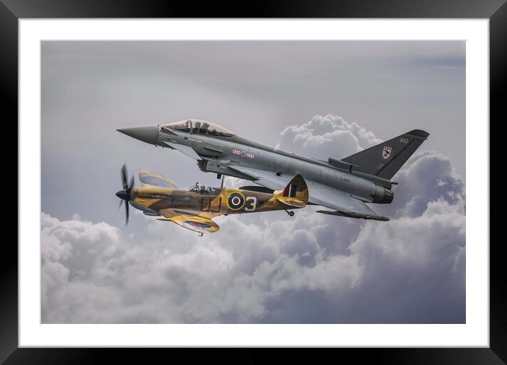 Typhoon and Spitfire Framed Mounted Print by J Biggadike