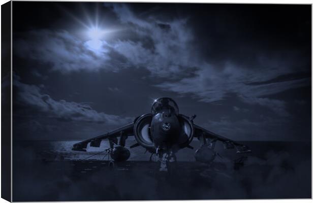 AV8 Harrier Night Mission Canvas Print by J Biggadike