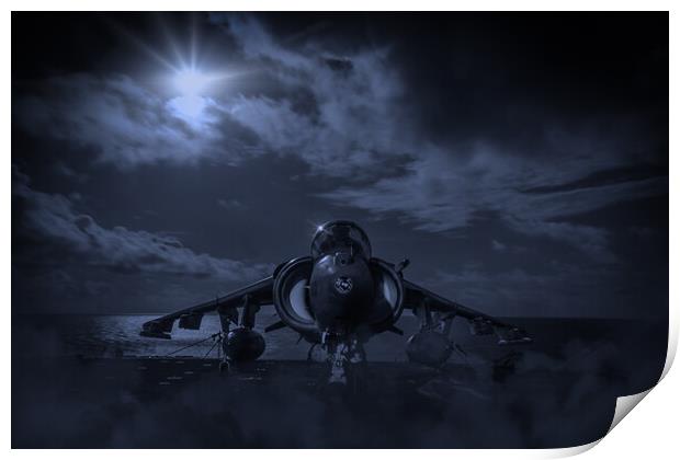 AV8 Harrier Night Mission Print by J Biggadike