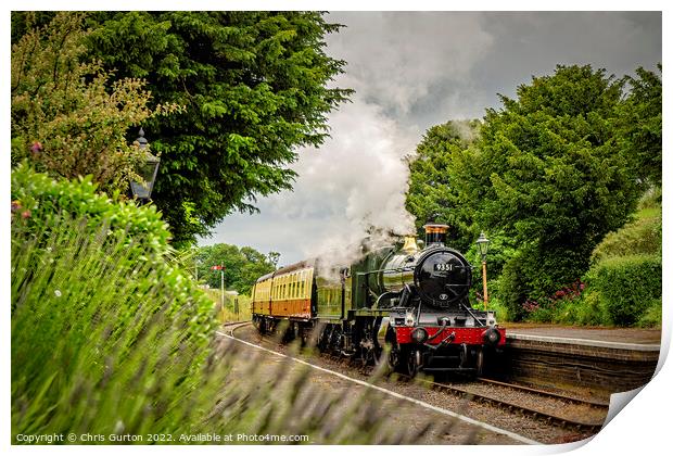 Steam Train arriving at Blue Anchor Print by Chris Gurton
