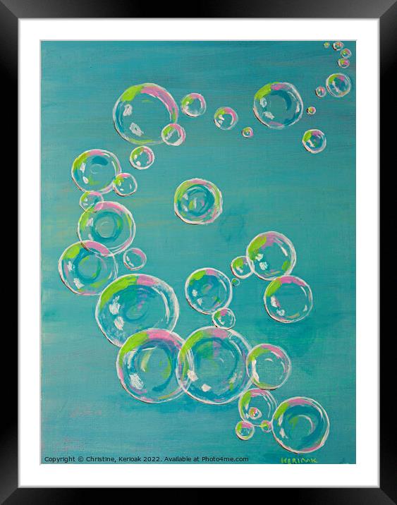 Bubbles in the Sky, original painting Framed Mounted Print by Christine Kerioak