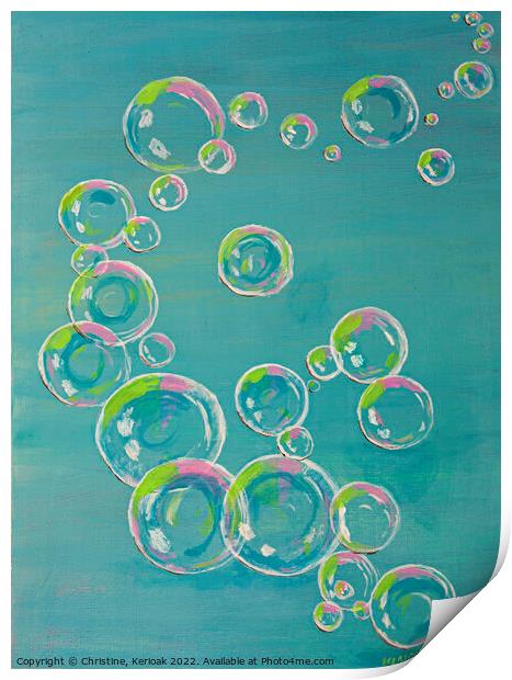 Bubbles in the Sky, original painting Print by Christine Kerioak