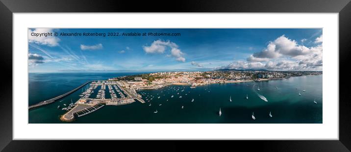 Panoramic aerial view of Cascais Bay in Lisbon region, Portugal Framed Mounted Print by Alexandre Rotenberg