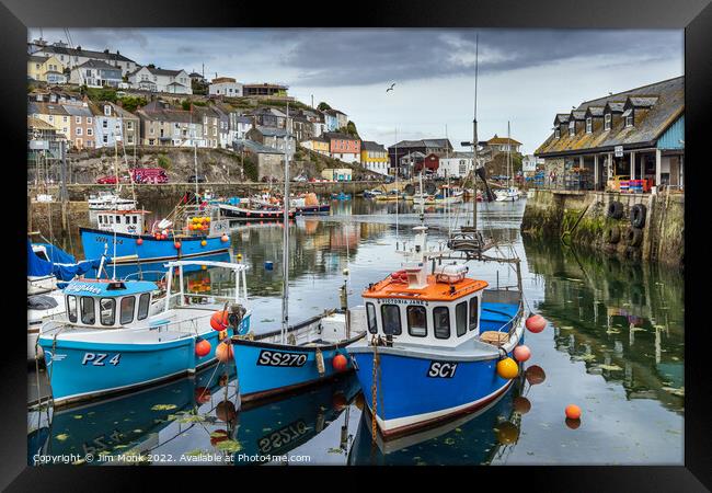 Mevagissey Harbour, Cornwall Framed Print by Jim Monk
