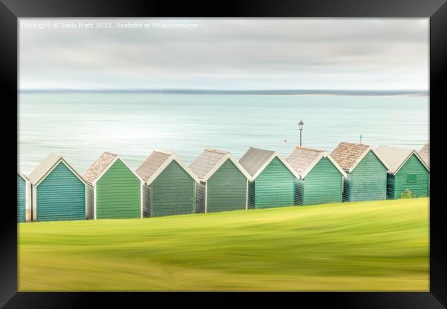 Cowes Beach Huts Framed Print by Janie Pratt