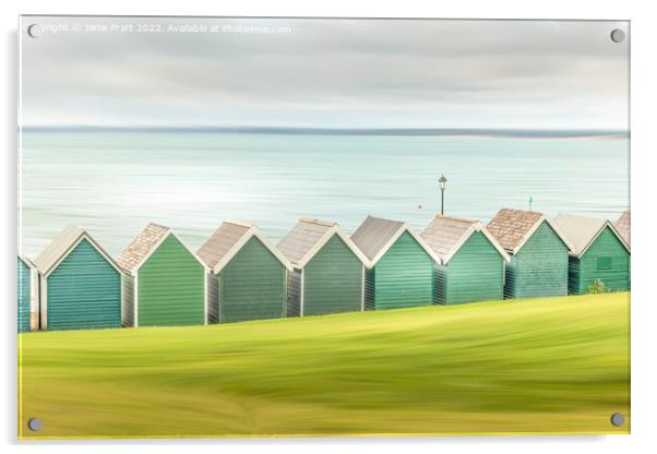 Cowes Beach Huts Acrylic by Janie Pratt