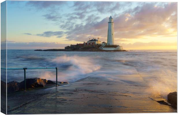 St Marys Lighthouse Sunrise  Canvas Print by Anthony McGeever