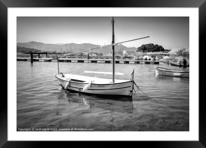 Fishing boat - CR2205-7701-BW Framed Mounted Print by Jordi Carrio