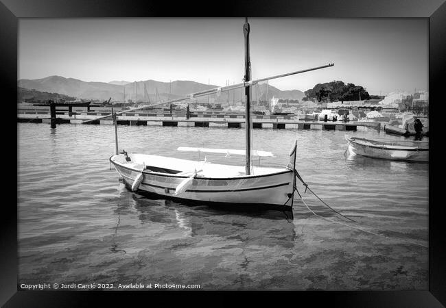 Fishing boat - CR2205-7701-BW Framed Print by Jordi Carrio