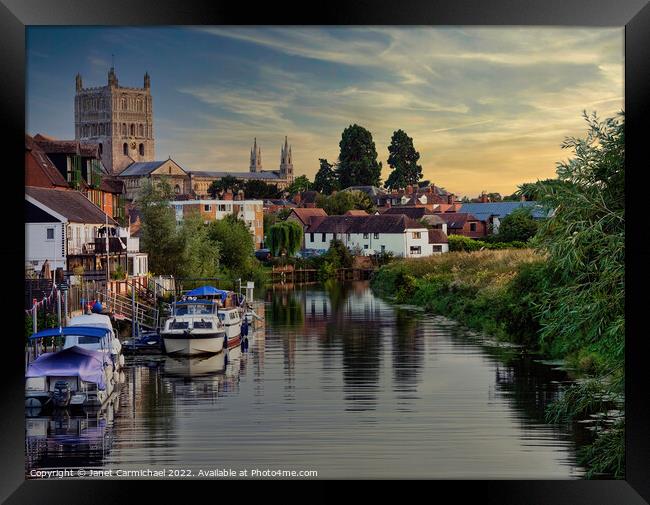 Tranquil Twilight on Tewkesburys River Framed Print by Janet Carmichael